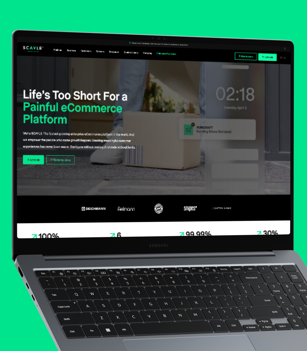 Scayle application showing main page