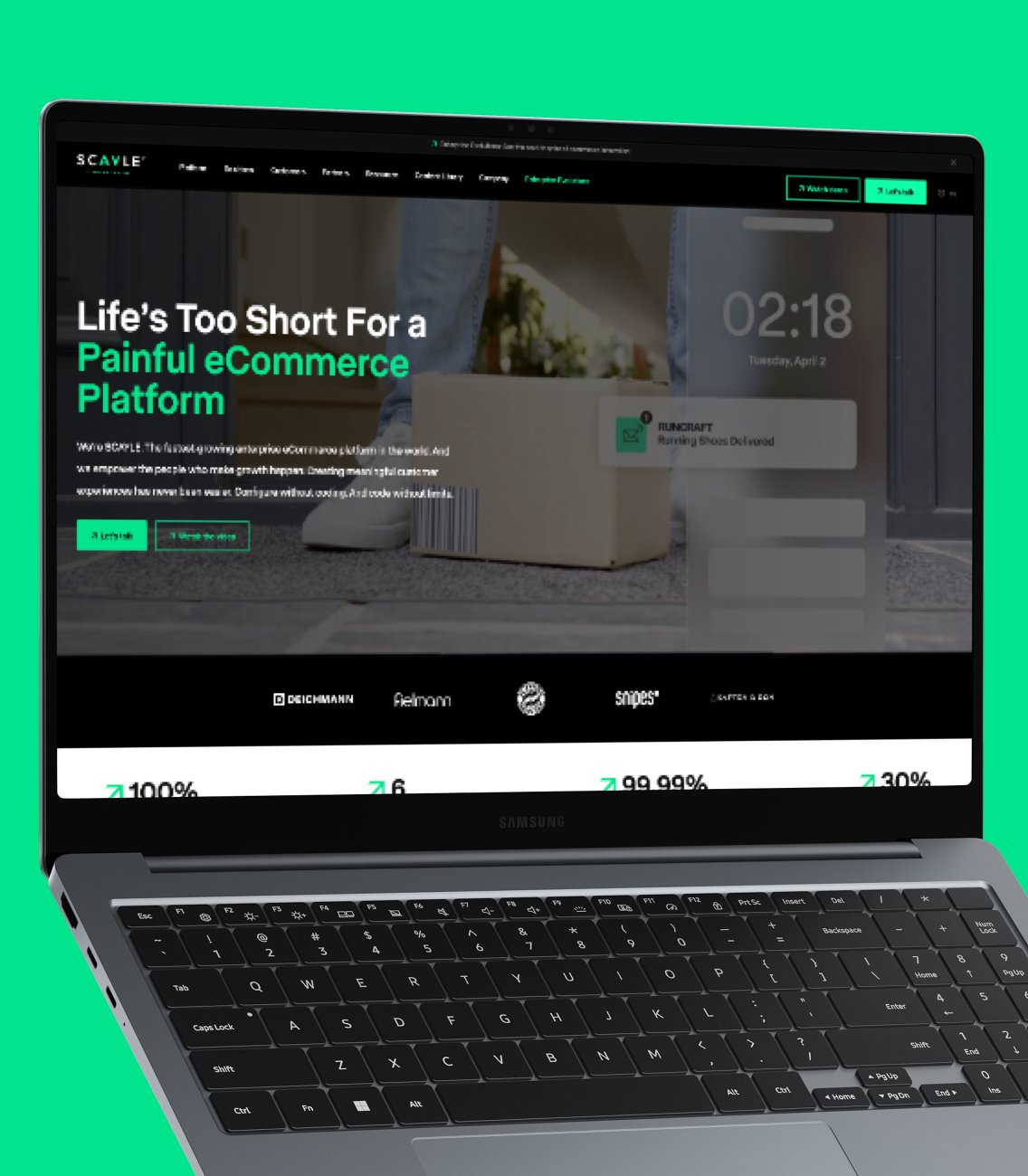 Scayle application showing main page